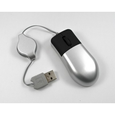 miniaturní USB optická myš s navíjecím kabelem